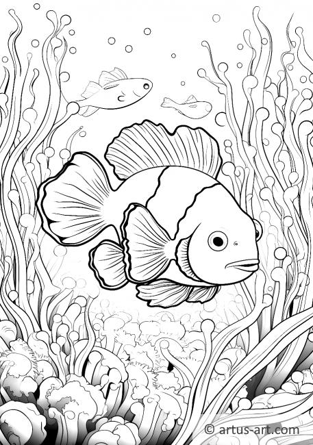 Página para colorir de peixe-palhaço